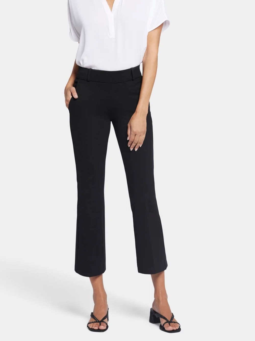 SculptHer Pull-On Flared Ankle Trouser Pants - Black